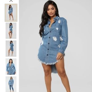 Fashion Nova Distressed Denim Dress